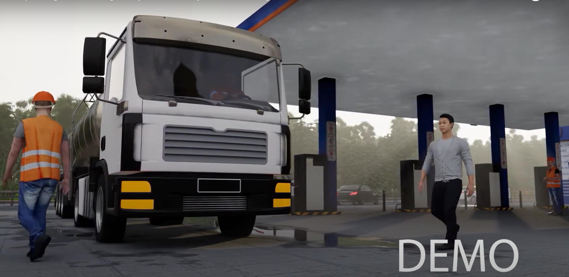 MÔ PHỎNG 3D PHÒNG CHÁY CHỮA CHÁY XE CHỞ XĂNG DẦU